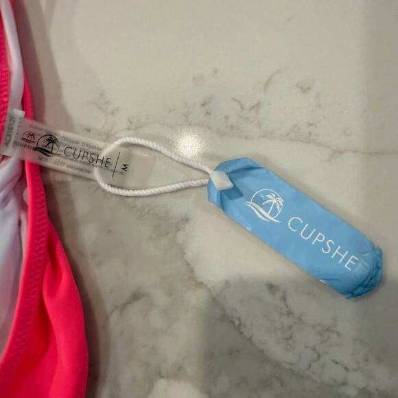 Cupshe NWT Hot Pink High Cut Cheeky Bikini Bottom Womens Medium Neon Pink Summer - Picture 4 of 4